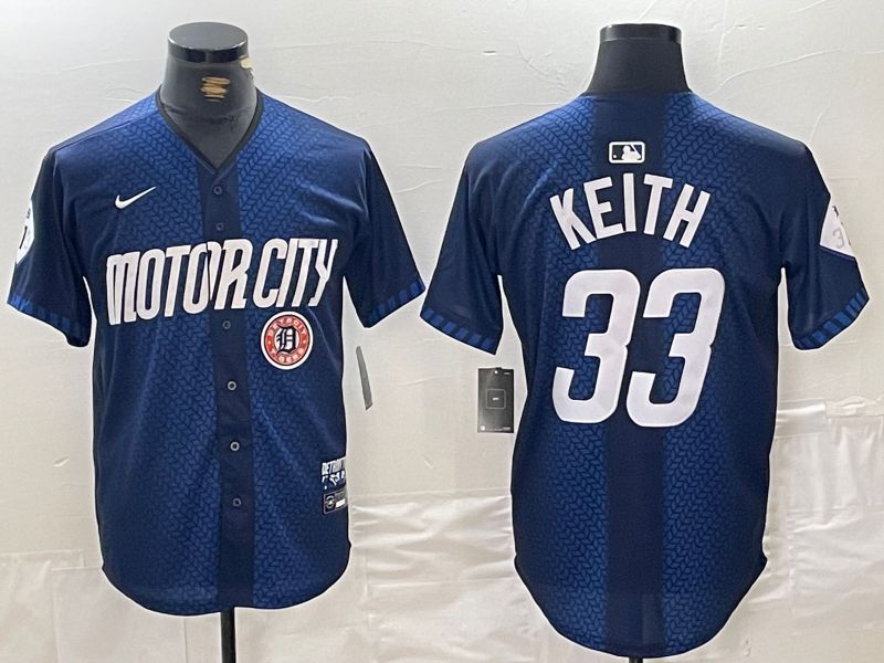 Men Detroit Tigers 33 Keith Blue City Edition Nike 2024 MLB Jersey style 2
